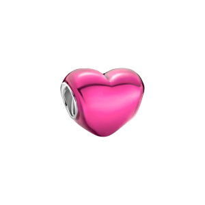 Charm Corazón Metálico Rosa