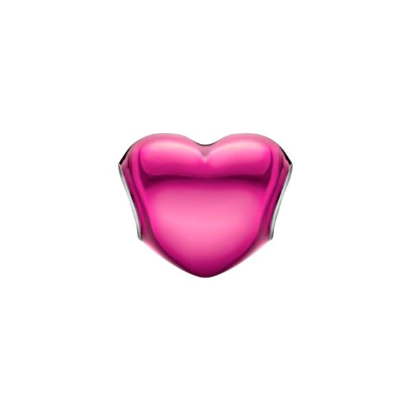 Charm Corazón Metálico Rosa