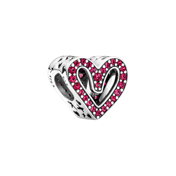 Charm Corazón Rojo A Mano Alzada Rubí Brillante