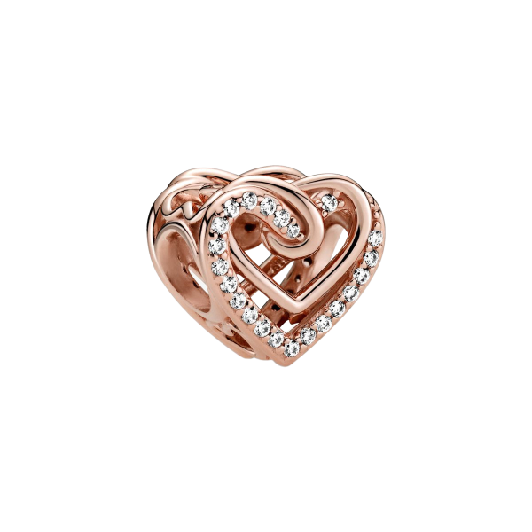 Charm en plata de ley Corazones Brillantes Entrelazados