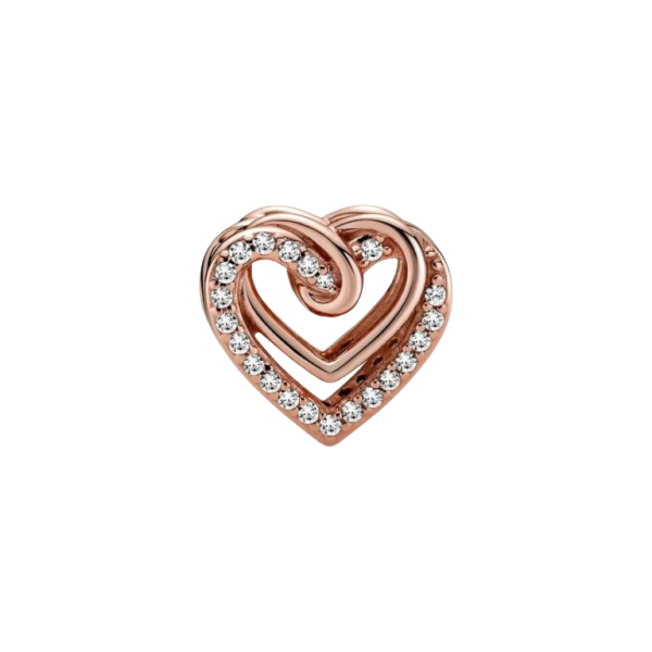 Charm en plata de ley Corazones Brillantes Entrelazados