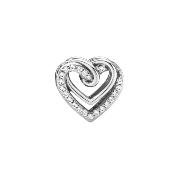Charm en plata de ley Corazones Brillantes Entrelazados