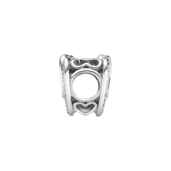 Charm en plata de ley Corazones Brillantes Entrelazados
