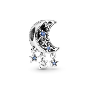 Charm en plata de ley Estrella & Luna Creciente