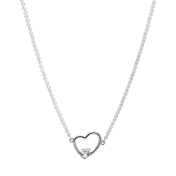 Collar en plata de primera ley Corazón de Amor Asimétrico
