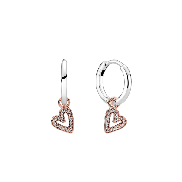 Pendientes de Aro Corazón A Mano Alzada Brillante