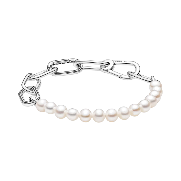 Pulsera Cadena de Eslabones y Perlas Cultivadas de Agua Dulce Pandora ME