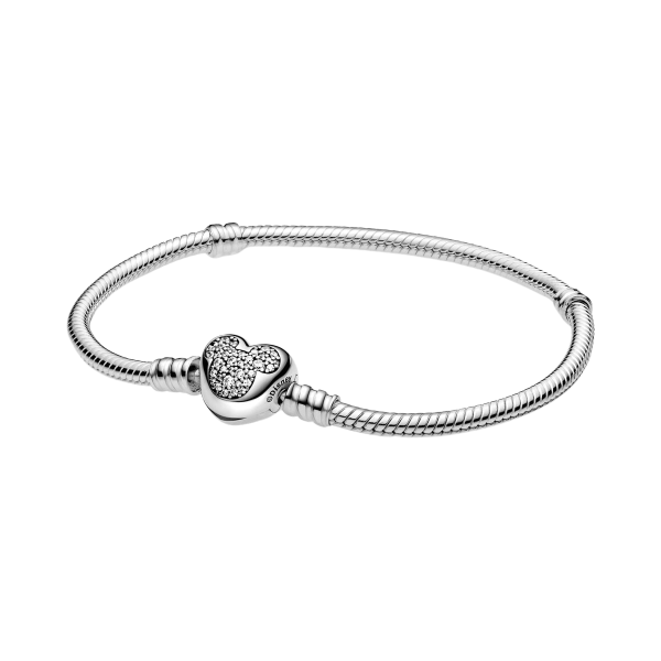 Pulsera Moments Cadena de Serpiente Cierre Corazón Mickey Mouse de Disney.