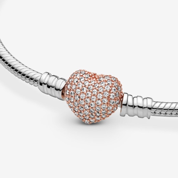 Pulsera Moments PANDORA Rose con cierre corazón para charms