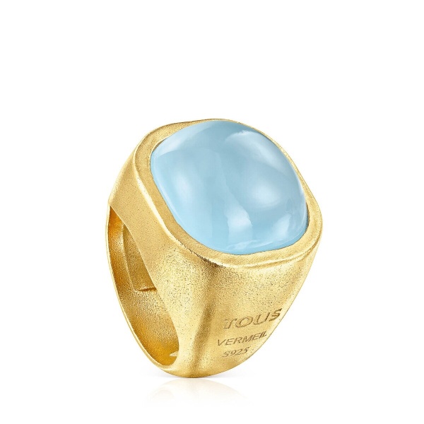 Anillo de plata vermeil y calcedonia Nattfall