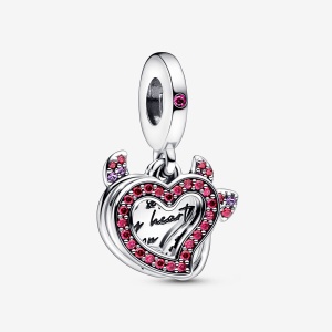 Charm Colgante Doble Corazón Diablo