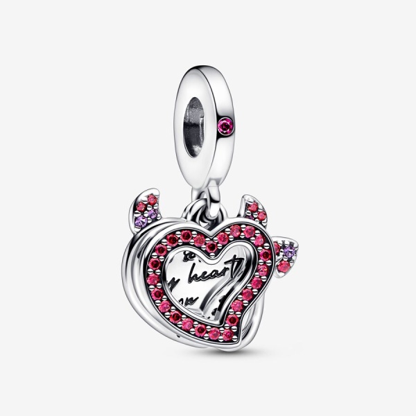 Charm Colgante Doble Corazón Diablo