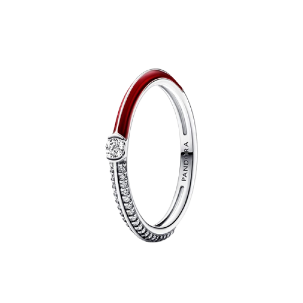 Anillo Dual Rojo y Pavé de Pandora ME