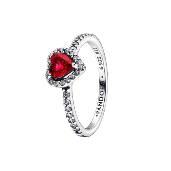 Anillo Corazón Nivelado Rojo Brillante