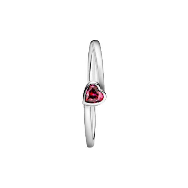 Anillo Corazón Solitario Rojo Inclinado
