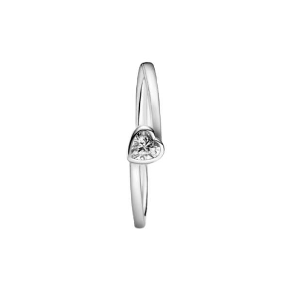 Anillo Corazón Solitario Transparente Inclinado