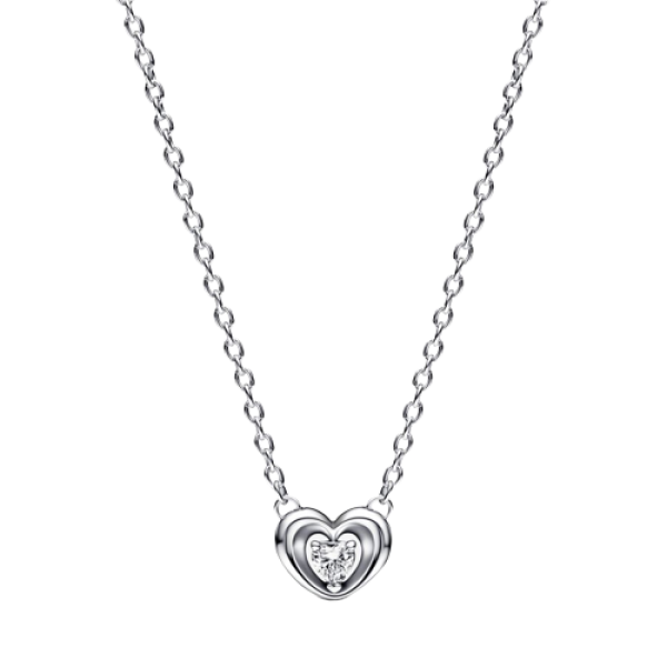 Collar Corazón Radiante y Gema Flotante