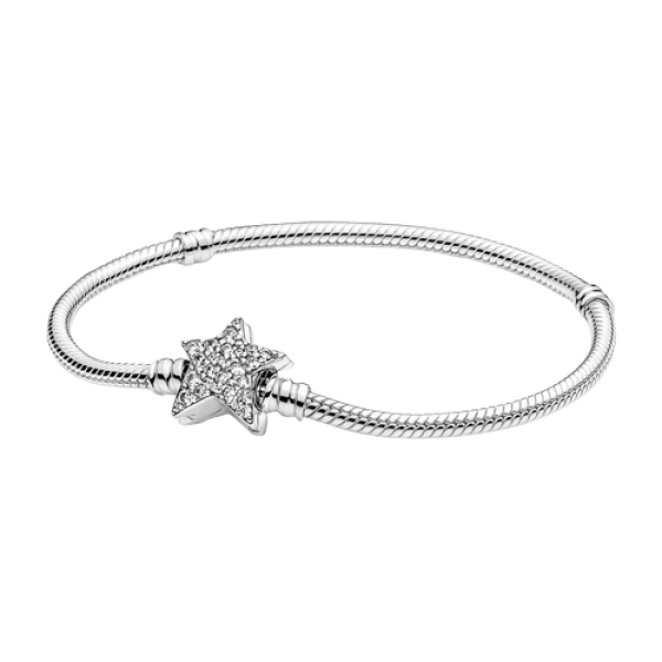 Pulsera Pandora Moments Cadena de Serpiente con cierre de Estrella Asimétrica