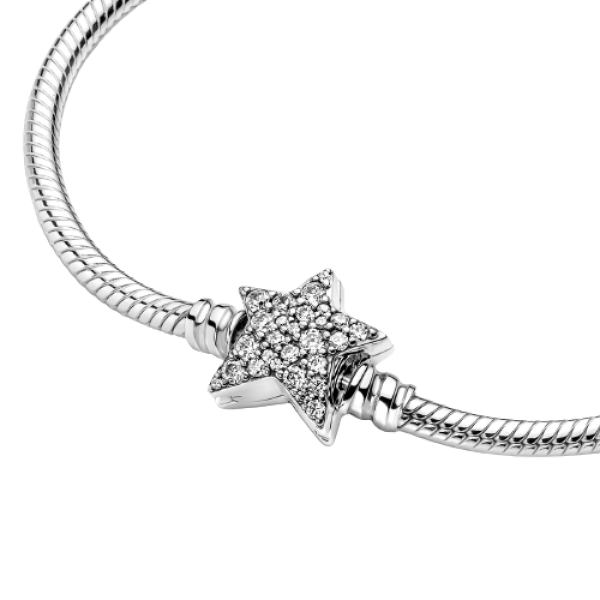 Pulsera Pandora Moments Cadena de Serpiente con cierre de Estrella Asimétrica