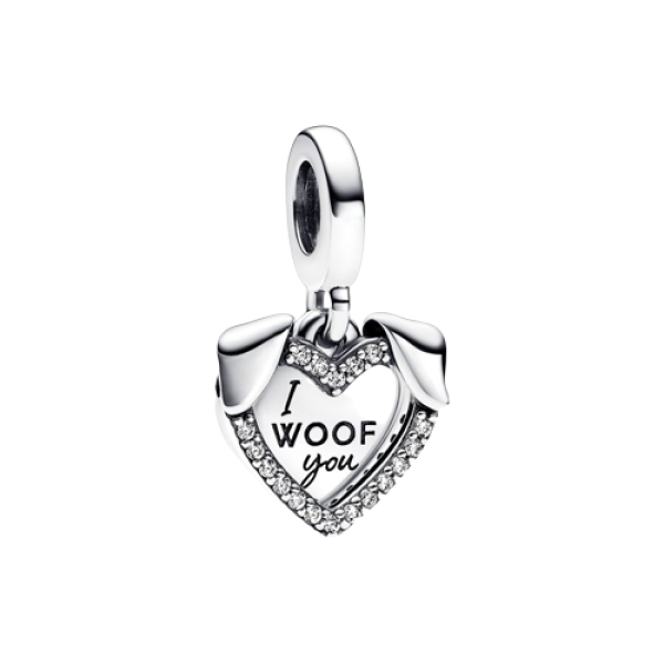Charm Colgante Doble Corazón y Perro