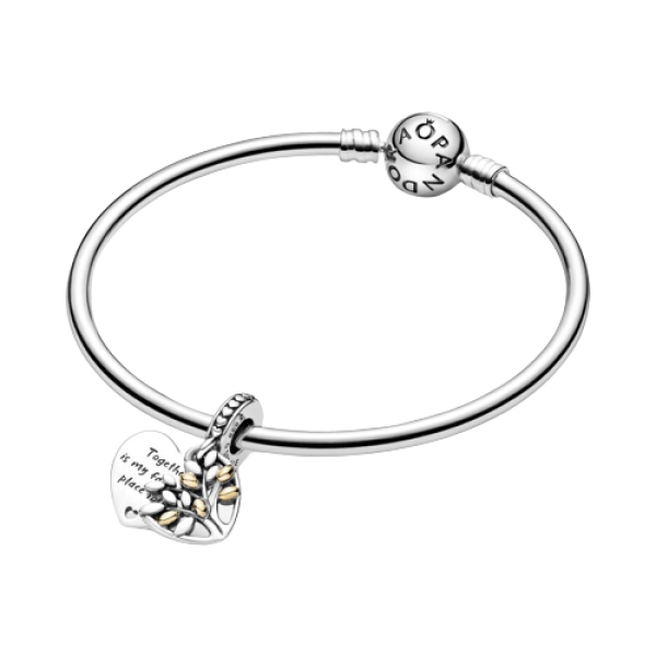 Colgante de corazón de árbol genealógico de dos tonos