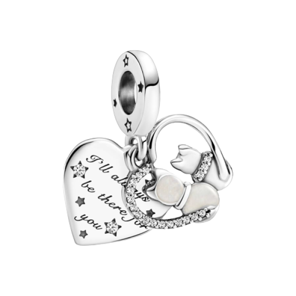 Charm Colgante Gatos y Corazones