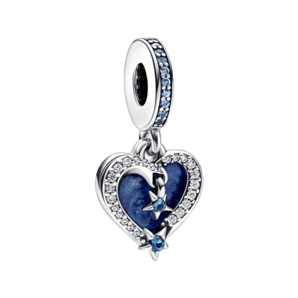 Charm colgante Doble Corazón Estrella Fugaz