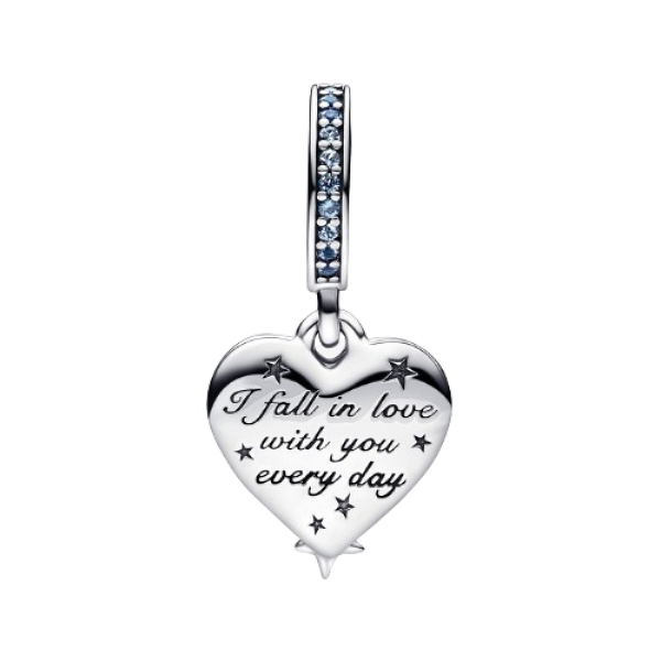 Charm colgante Doble Corazón Estrella Fugaz