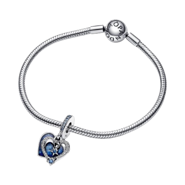 Charm colgante Doble Corazón Estrella Fugaz