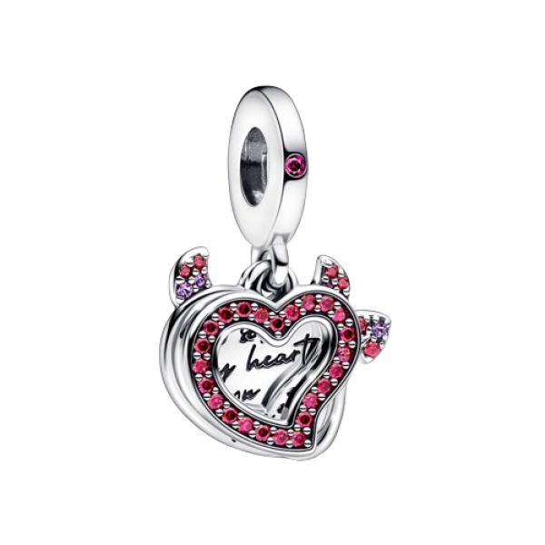 Charm Colgante Doble Corazón Diablo