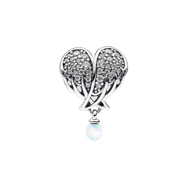Charm Alas de Ángel y Corazón Brillante