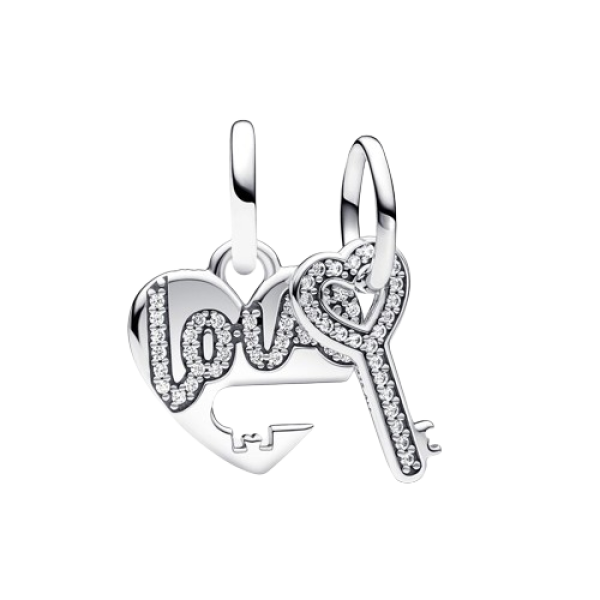 Charm Colgante Divisible Corazón y Llave