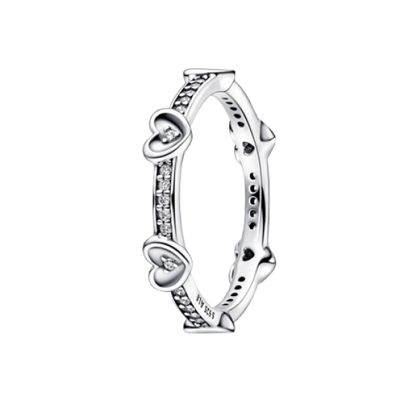 Anillo Corazones Radiantes Brillantes