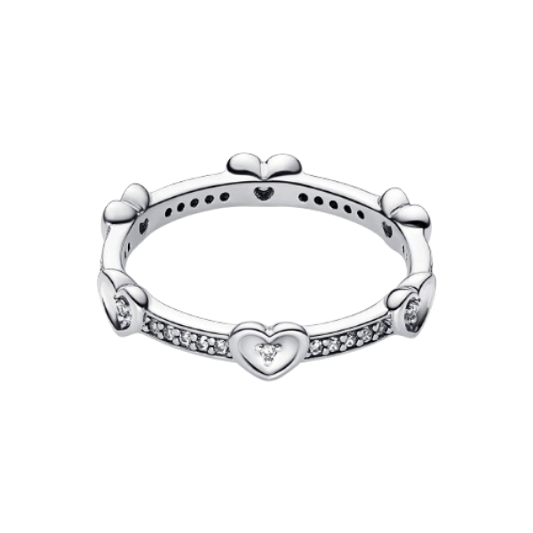 Anillo Corazones Radiantes Brillantes