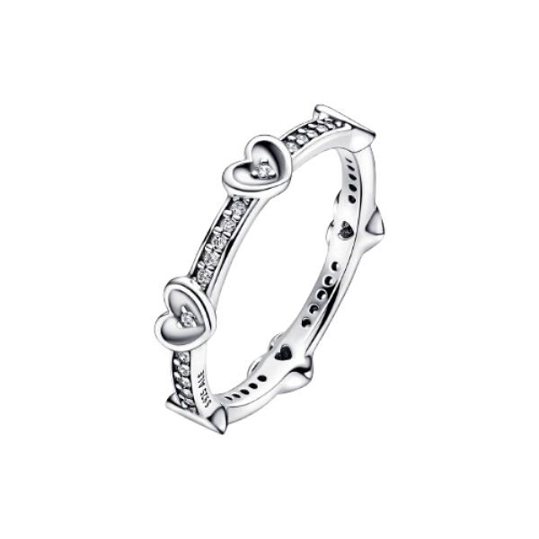 Anillo Corazones Radiantes Brillantes
