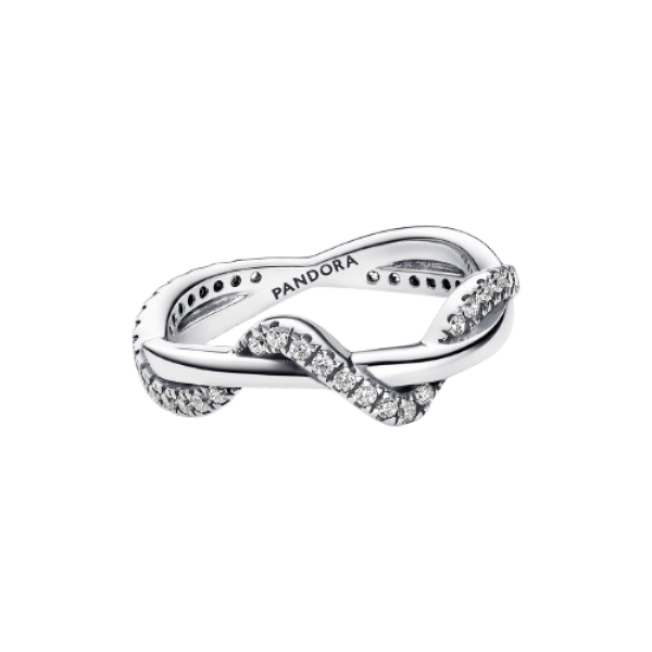 Anillo Ola Brillante Entrelazada