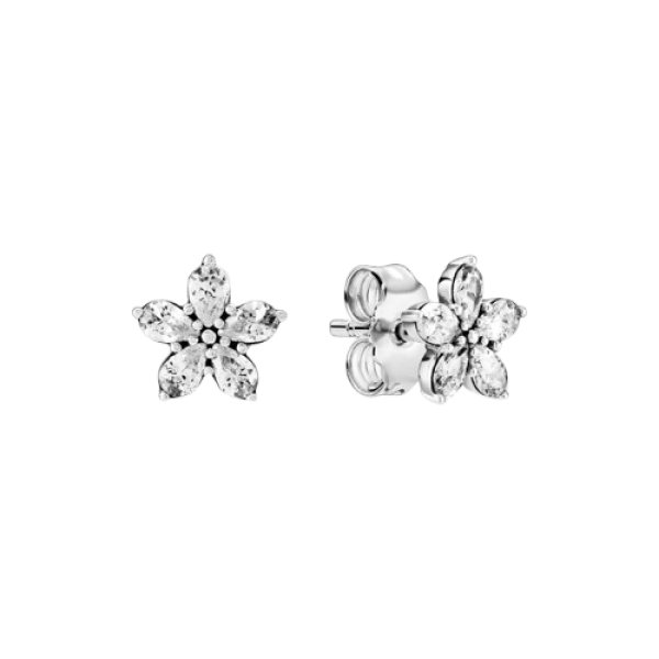 Pendientes de Botón Brillante Copo de Nieve