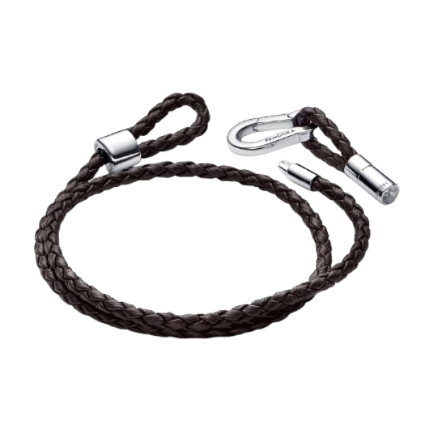 Pulsera Pandora Moments en Cuero Trenzado Doble Marrón