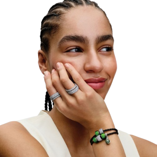 Pulsera Pandora Moments en Cuero Trenzado Doble Marrón