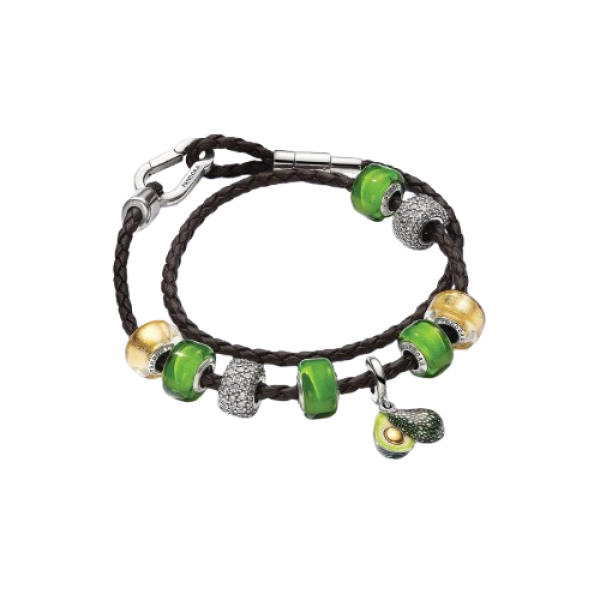 Pulsera Pandora Moments en Cuero Trenzado Doble Marrón