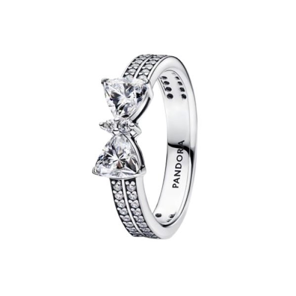 Anillo Doble Banda Lazo Brillante