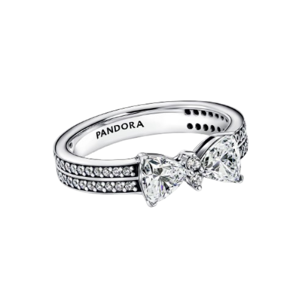Anillo Doble Banda Lazo Brillante