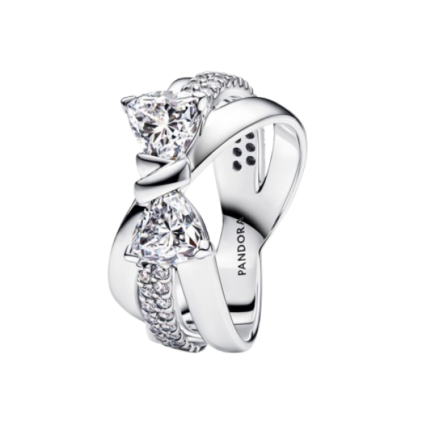 Anillo Banda Cruzada Lazo Brillante