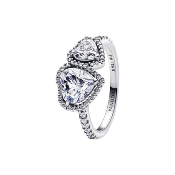 Anillo Corazones Halo Brillante