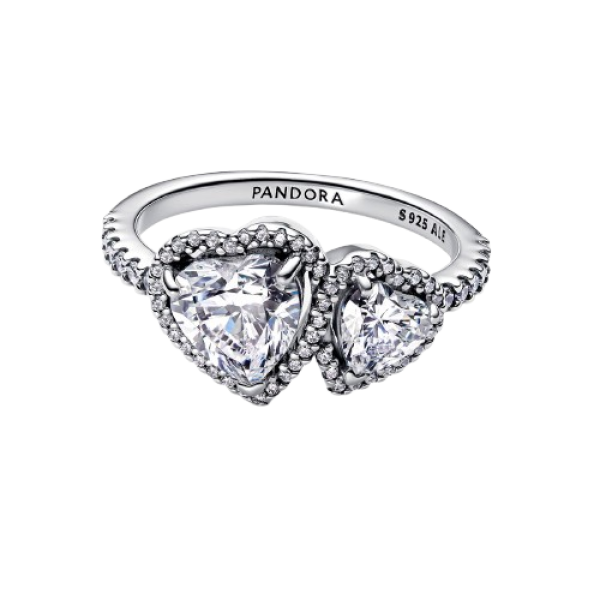 Anillo Corazones Halo Brillante
