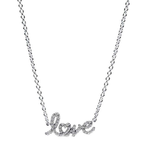 Collar Love Escrito a Mano Brillante