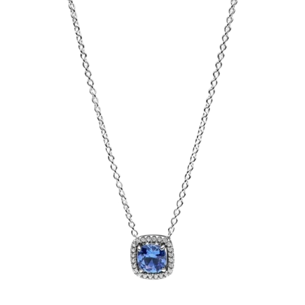 Collar Halo Azul Cuadrado Brillante