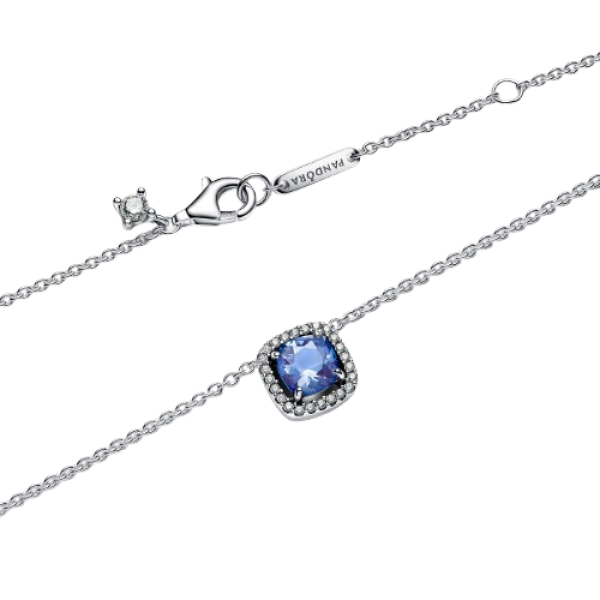 Collar Halo Azul Cuadrado Brillante