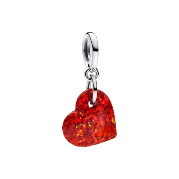 Charm Colgante Corazón Rojo Opalescente