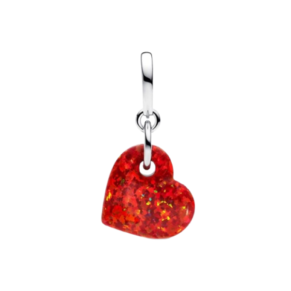 Charm Colgante Corazón Rojo Opalescente